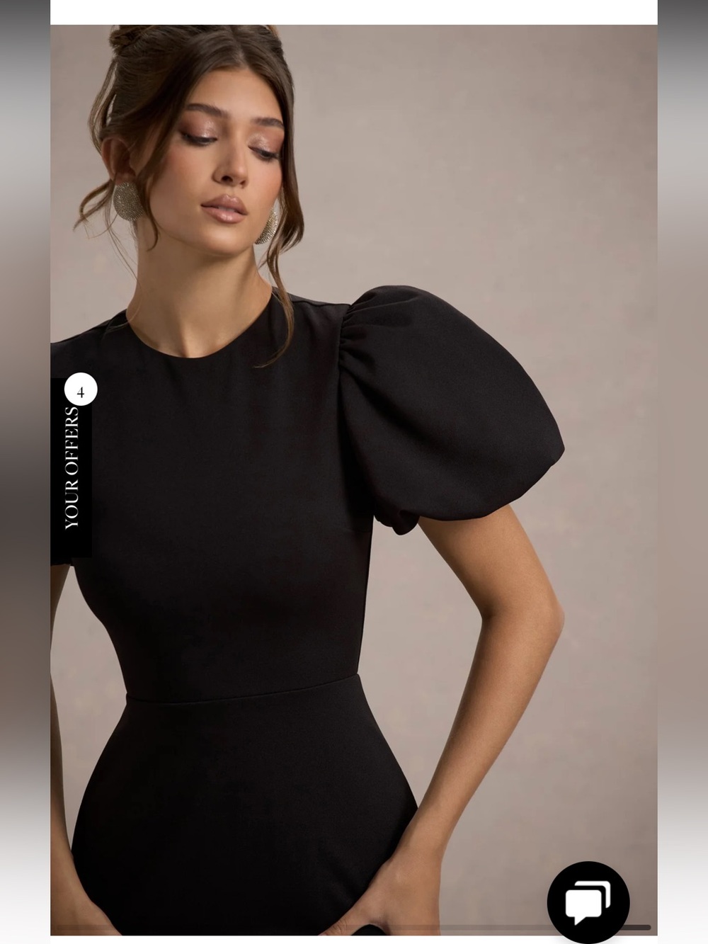 Club L London • LOVE LETTERS Black Puff-Sleeve Maxi Dress - Picture 5 of 8